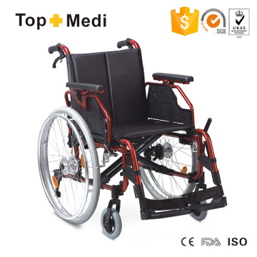 Prix ​​bon marché fauteuil roulant pliable en aluminium confortable pour les personnes handicapées